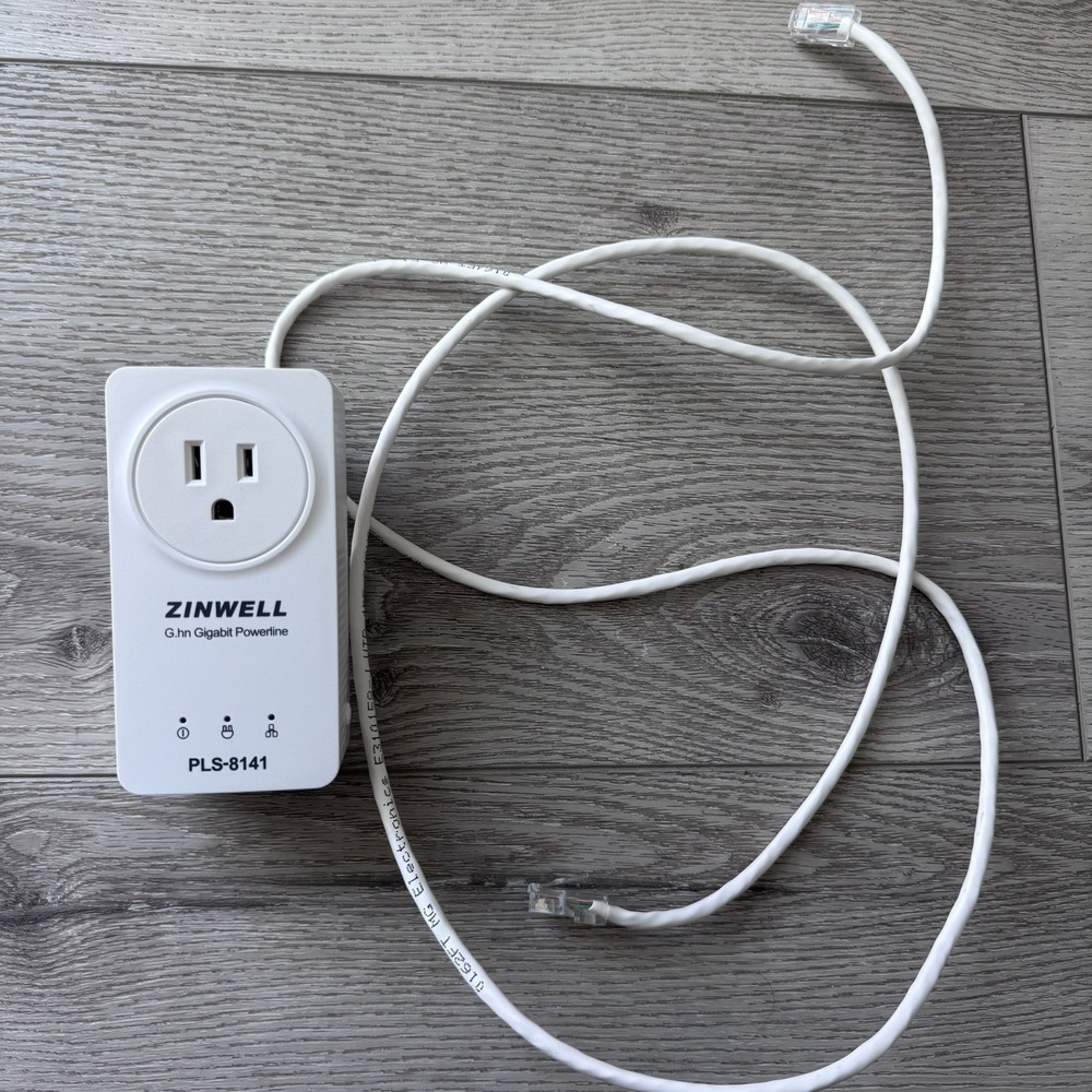 Zinwell G.hn Gigabit Powerline Ethernet Adapter PLS-8141 Network Extender w/cord